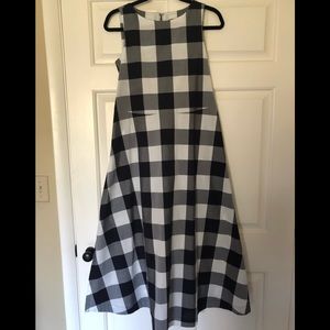 Ann Taylor navy and white plaid midi dress